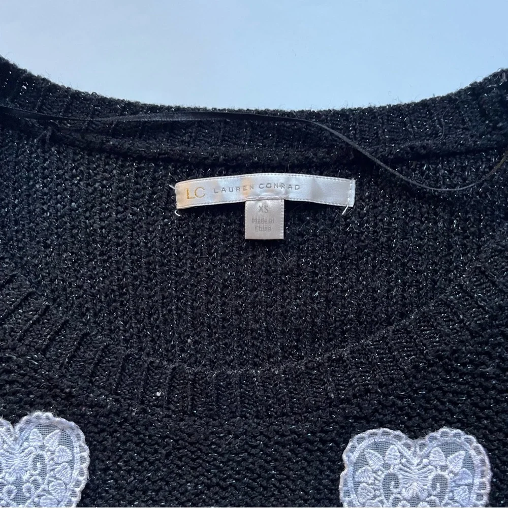 Lauren Conrad Black Sweater with White Heart Details - Picture 6 of 8